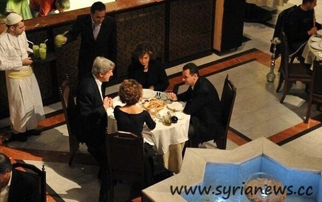 The Liar John Kerry at dinner with Bashar al-Assad