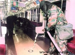 The subway of Tokyo was cleaned after the terrorist attack of Sarin.