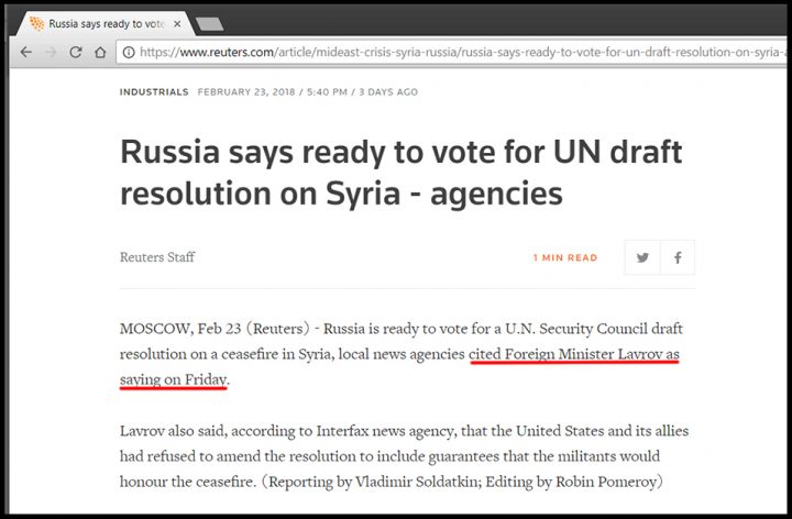 image-Lavrov Ready to Vote in Favor of Resolution to Protect Terrorists in Eastern Ghouta