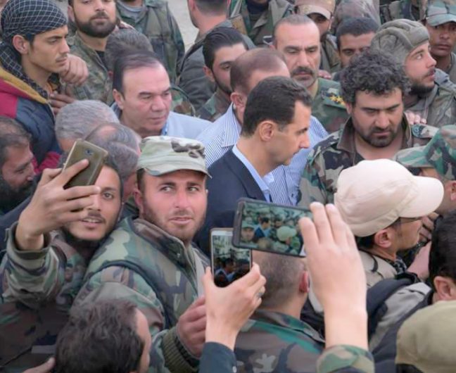 President Assad, surrounded by members of the courageous Syrian Arab Army.