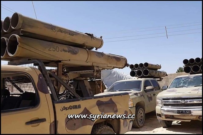 SAA Syrian Arab Army Forces - Syrian Golan Grad Missile Launcher Mounted on Pickup Trucks