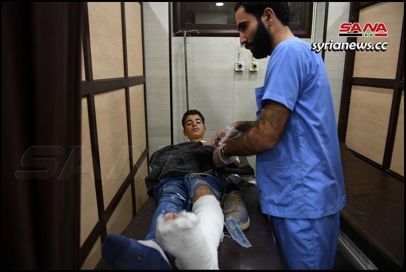 Child injured by Erdogan terrorists bombing of Aleppo