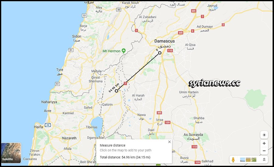 distance between Damascus and the occupied Golan is less than 55kms