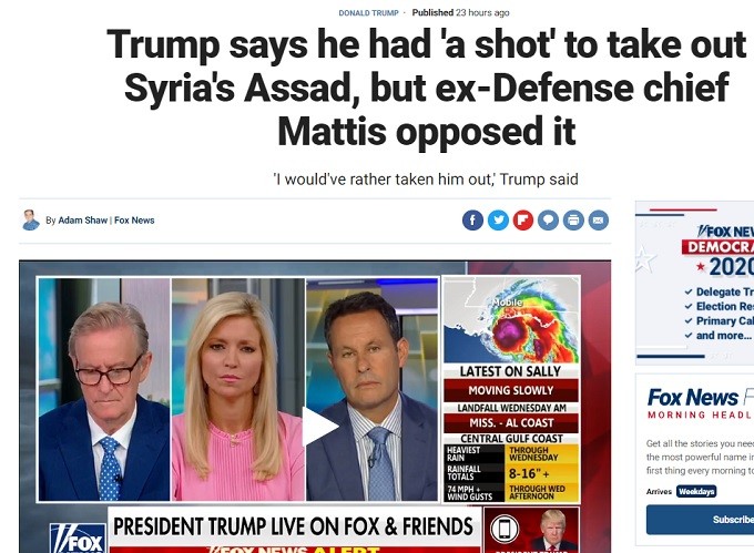 Trump wanted to kill President Assad but the Mad Dog Mattis talked him out.