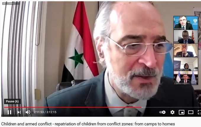 Dr. Bashar al Jaafari addresses the Arria Formula meeting on Children and Armed Conflict