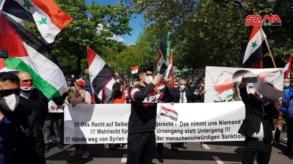 Syrians in Germany protesting against the ban on Syrian Presidential Election