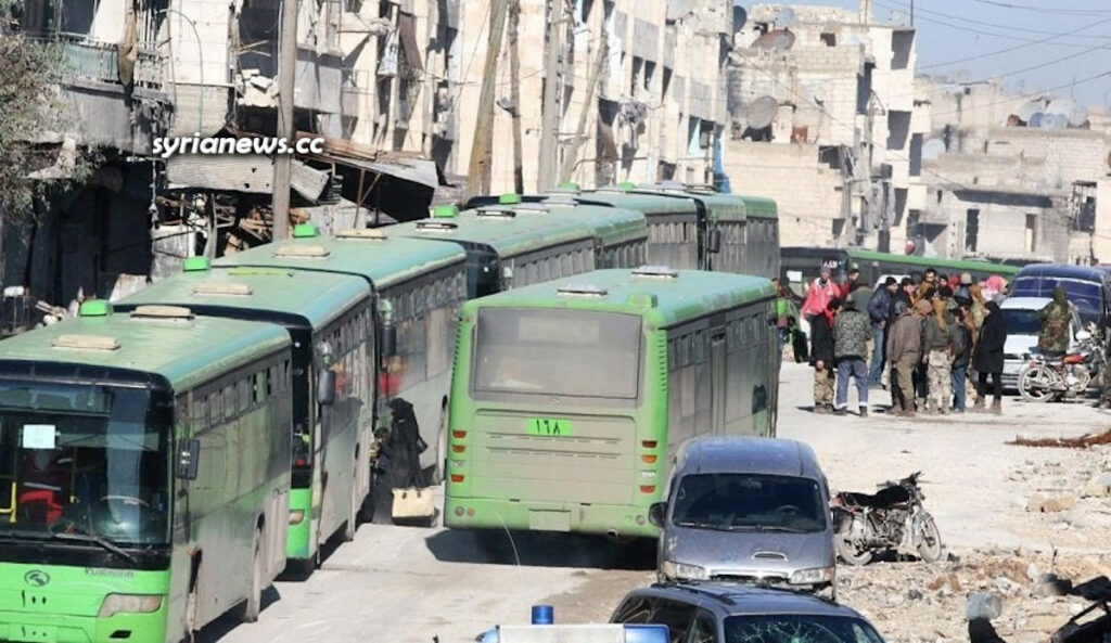 Daraa Balad green buses to evict ISIS and Al Qaeda terrorists to northern Syria