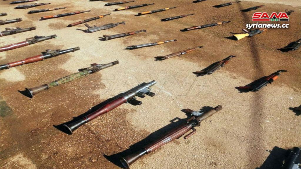 NATO Terrorsits Weapons munition communication devices drone seized in Daraa