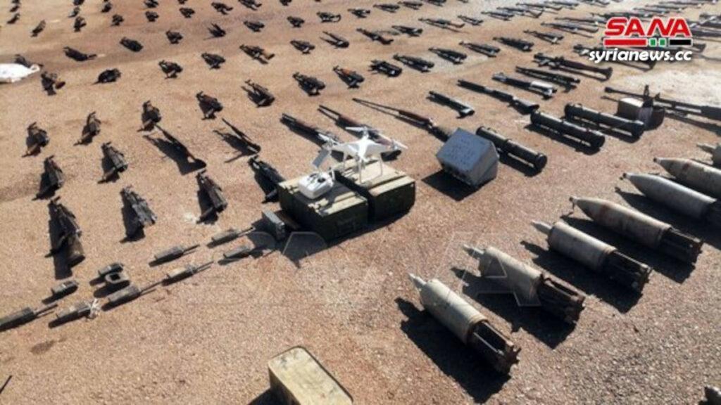 NATO Terrorsits Weapons munition communication devices drone seized in Daraa