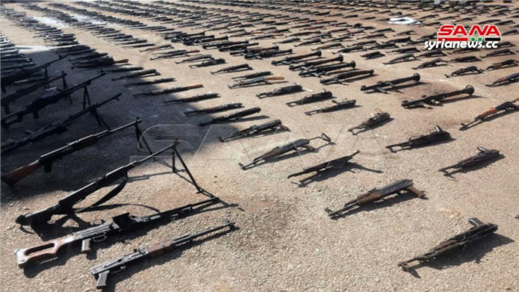 NATO Terrorsits Weapons munition communication devices drone seized in Daraa