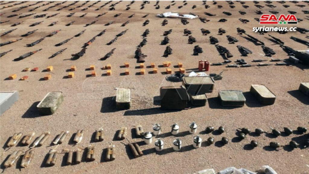 NATO Terrorsits Weapons munition communication devices drone seized in Daraa