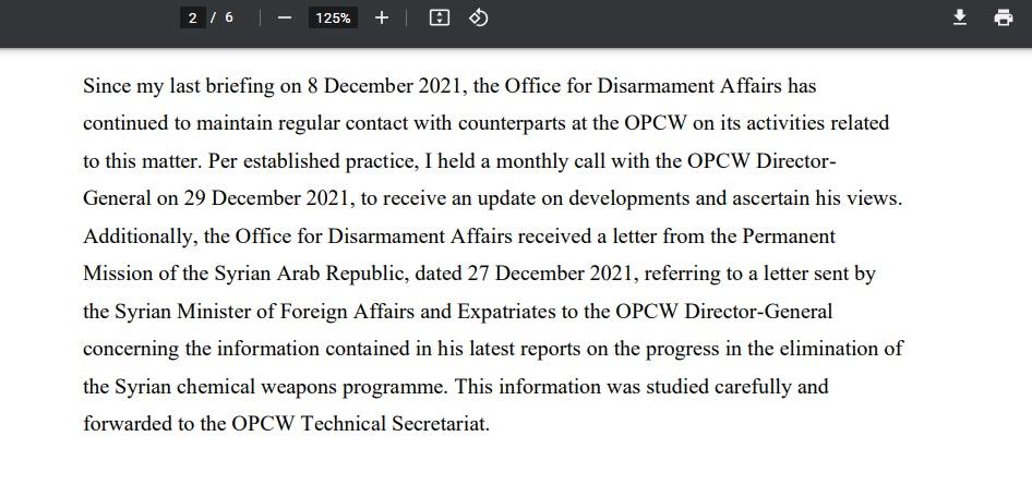 This wordy paragraph makes no effort to show any good faith attempt to close the fraudulent chemical file against Syria.
