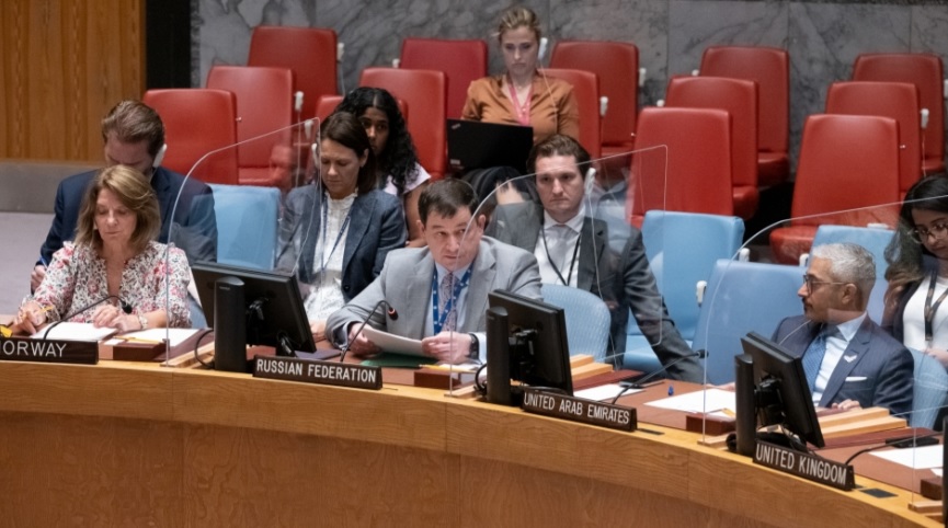 H.E. Dmitry Polyanskiy addresses the UNSC.