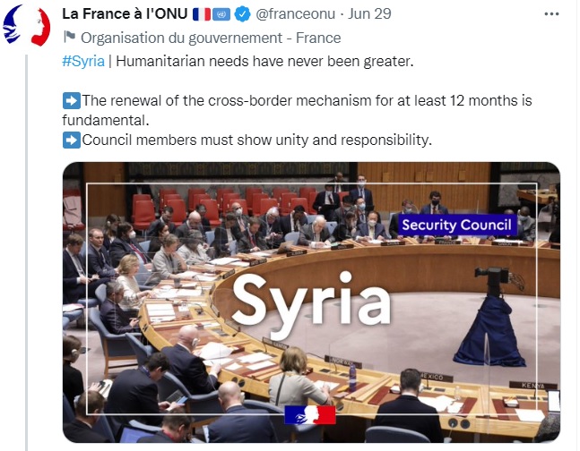 NATO golpistas ruling UNSC continued in demand for imperialist control of Syria's borders.