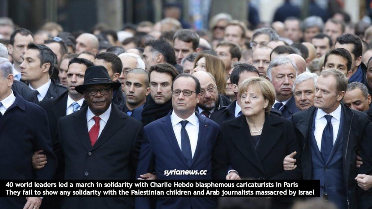 world leaders lead a march in solidarity with Charlie Hebdo caricaturists. Israel is NATO without paying dues.