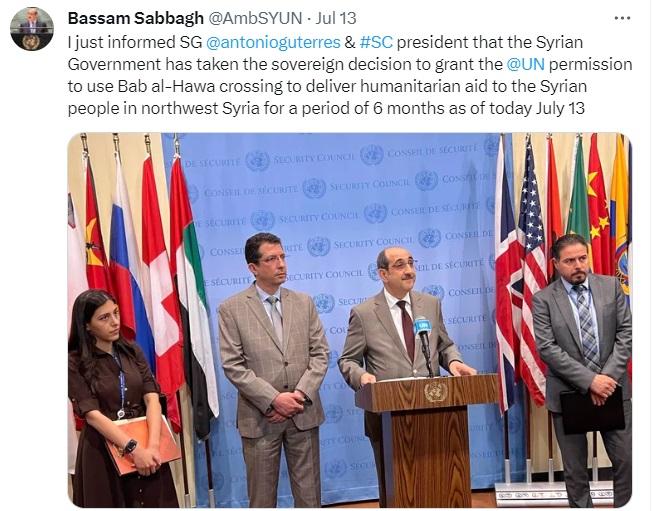The NATO junta of the UNSC was outraged at this offer from Syria.