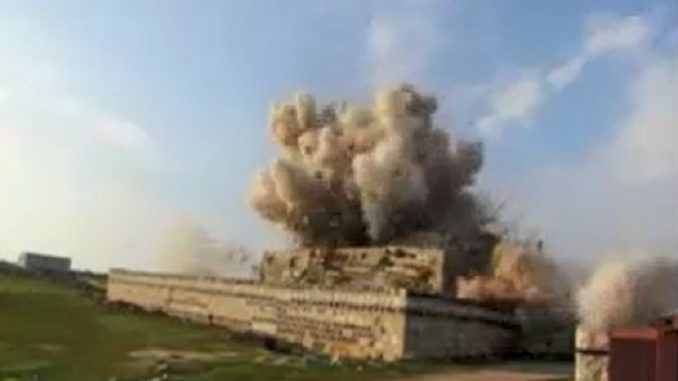 Al Qaeda FSA Wahhabi terrorists blow up historical shrine north of Syria