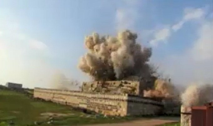 Al Qaeda FSA Wahhabi terrorists blow up historical shrine north of Syria
