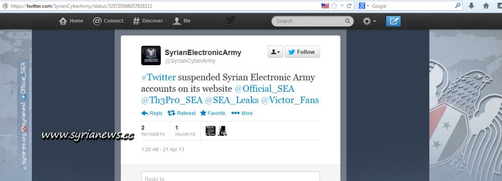 Syrian Electronic Army Tweet
