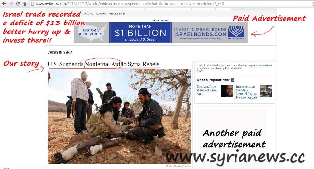 NYTimes Post about US Nonlethal Aid suspension to Al Qaeda FSA