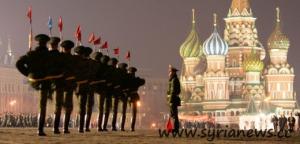 File photo of Russian soldiers marching during a military parade rehearsal in Red Square in Moscow