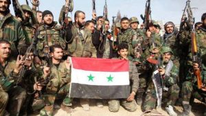 Soldiers with Syrian flag