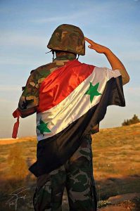 Syrian soldier wrapped in flag