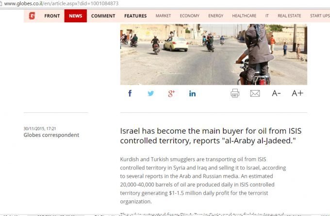 Israel main buyer of oil stolen by takfiri