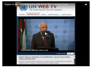 Dr. Riyad H. Mansour, addressing the media after weekend of secret meetings.