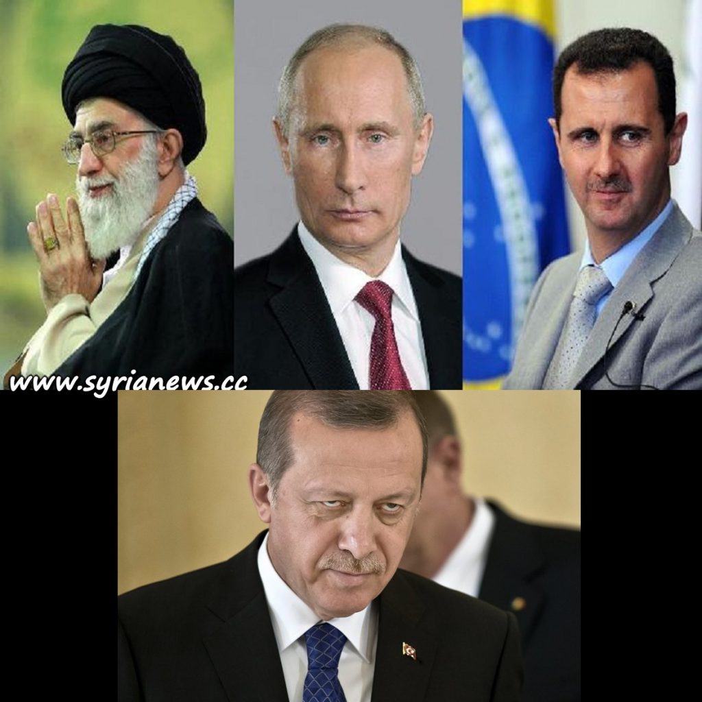 image-Ayatollah Khamenei of Iran, Vladimir Putin of Russia, Bashar al-Assad of Syria and the evil Erdogan of Erdoganstan (formerly known as Turkey)