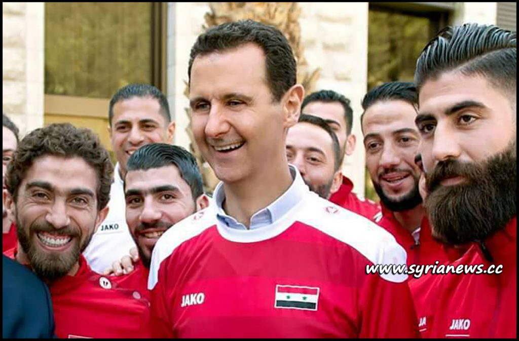 image-President Bashar al-Assad Receives Syrian National Football Team Qasioun Eagles