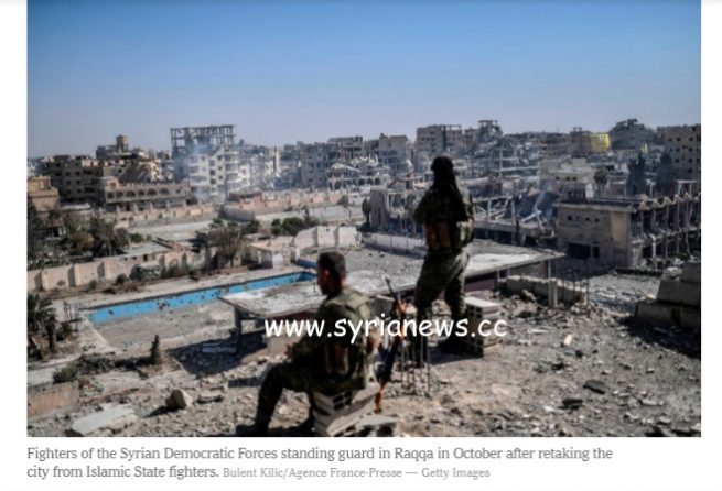 Proper caption: US foreign mercenaries gaze upon the Raqqa they have obliterated.