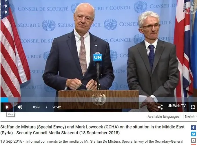 No one at the stake out reminded him he did not show up to protect al Qaeda terrorists in Aleppo, as he promised to do the same for them in Idlib.