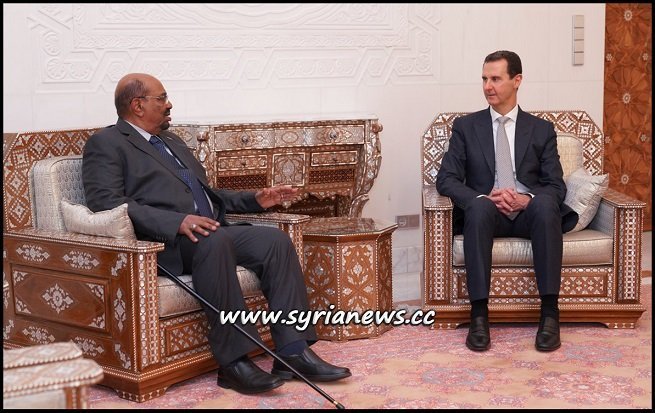 Syria President Bashar Assad Receives Sudan President Omar Bashir in Damascus