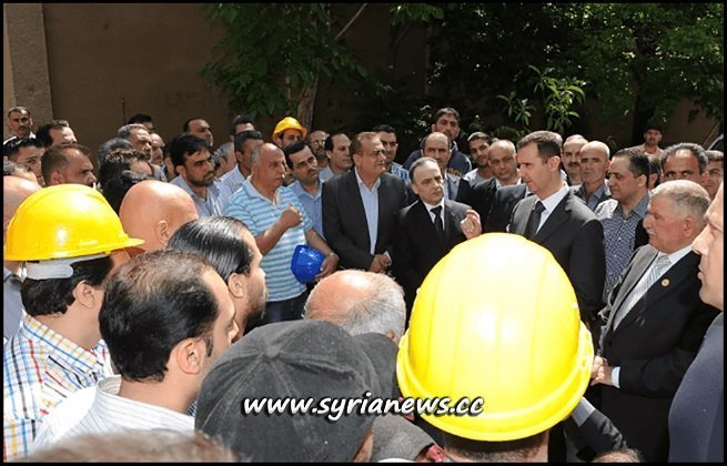 Syria President Bashar al-Assad Visits Damascus Electricity Work