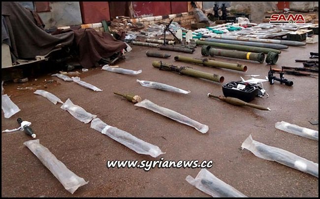 Weapons and Munition left by Terrorists near Daraa Balad - Syria