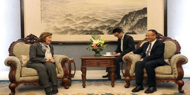 Syrian Presidency Advisor Bouthaina Shaaban meeting China Assistant Minister of Foreign Affairs Chen Xiaodong