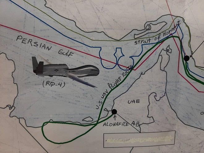 Path of the US drone shot down by Iran