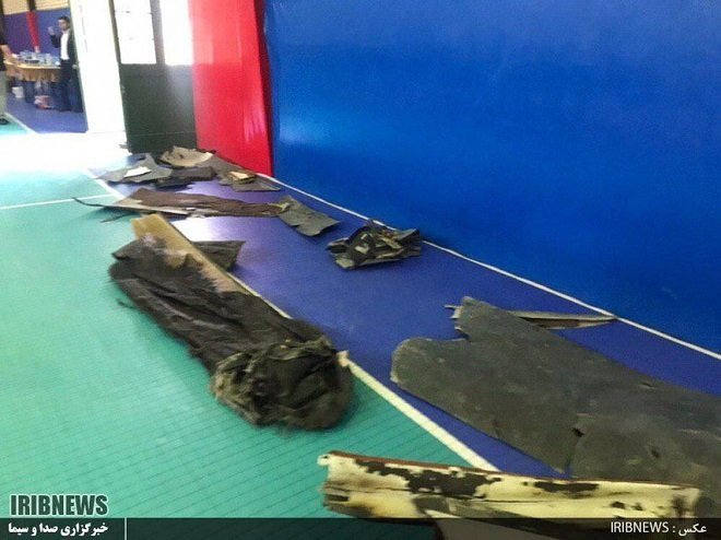 Wreckage from the US RQ-4A Global Hawk High-Altitude Drone displayed by Iran