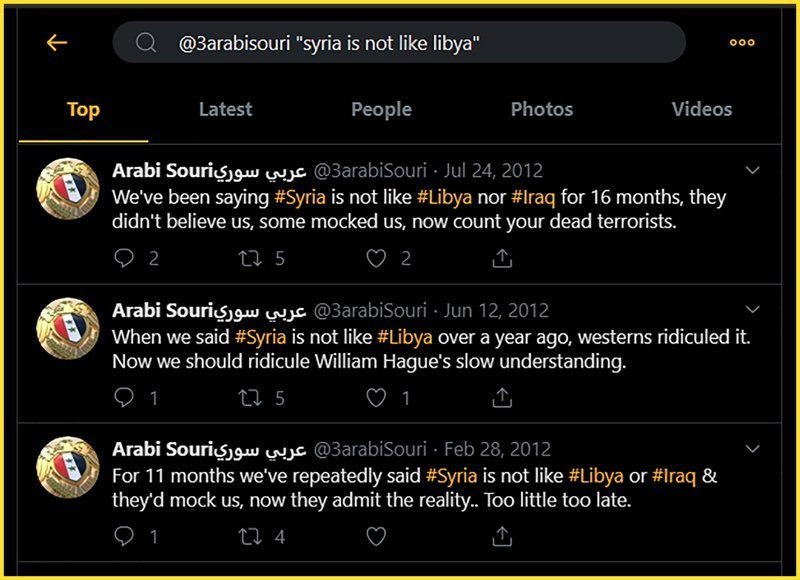Arabi Souri Tweets: Syria is not like Libya or Iraq