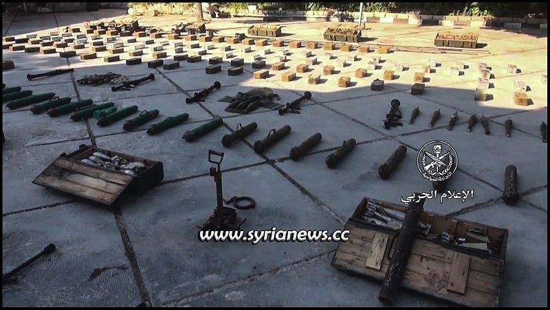 weapons and munition left by terrorists found in Qalamon Damascus Countryside