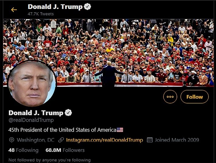 Donald Trump twitter account