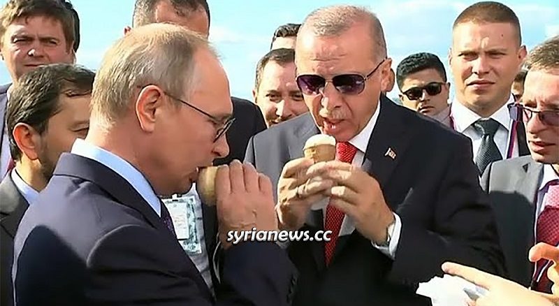 Erdogan licking ice cream Mr. Putin bought him