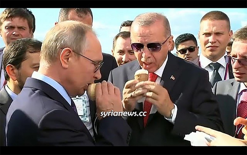 Erdogan licking ice cream Mr. Putin bought him