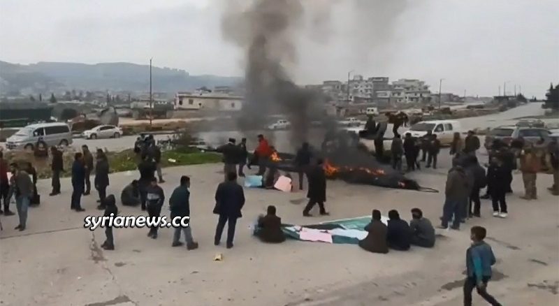 M4 Aleppo - Latakia highway - blocked by Erdogan's HTS terrorists and their children