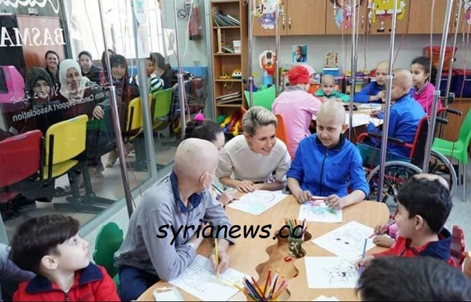 Syria first lady Asmaa Assad visit al-Biruni cancer treatment hospital