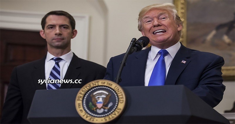 US Senator Tom Cotton and US President Donald Trump - Racist Face of the USA