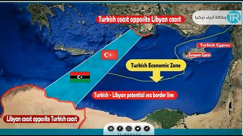 Turkish coast opposite Libyan coast - Turkish Economic Zone - as per TR