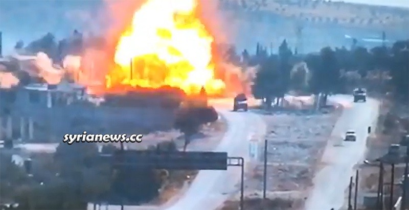 Erdogan Terrorists Bomb Russian - Turkish Patrol in Idlib Countryside