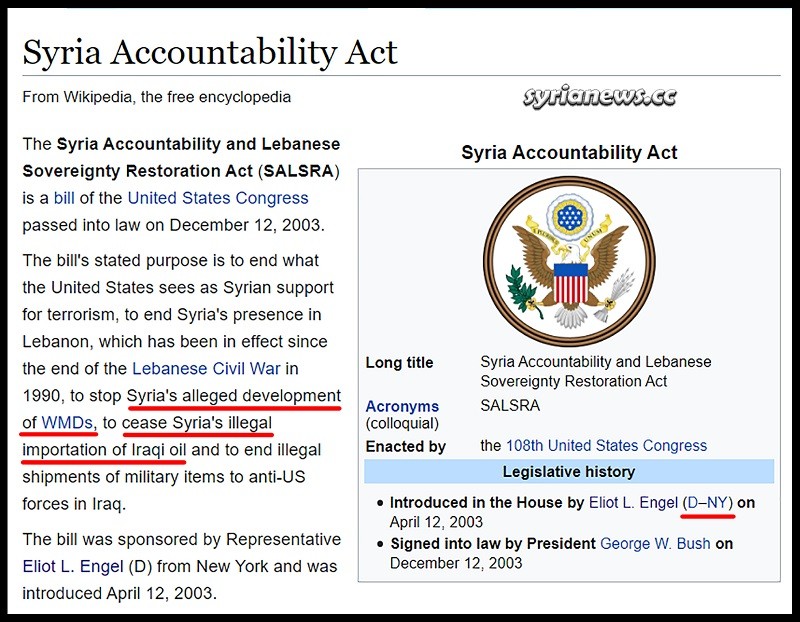 Syria Accountability Act - USA George W. Bush Eliot Engel